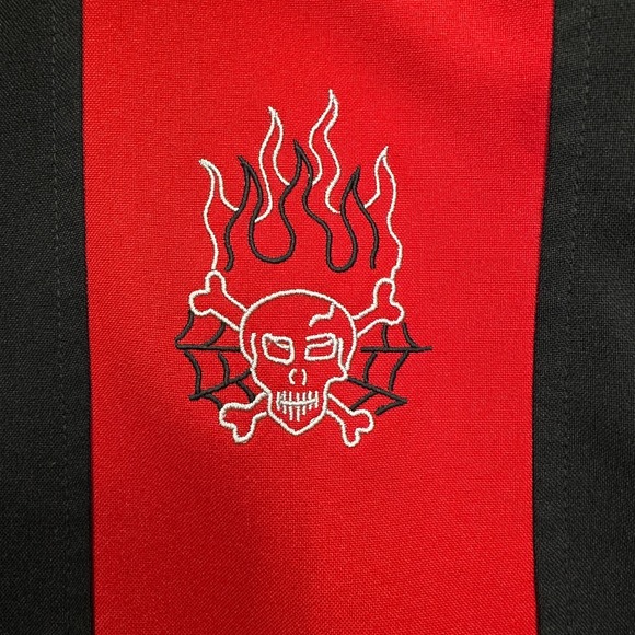 Steady Last Call Shirt Men s XL Black Red Skull Flames Rockabilly Bowling - Picture 4 of 8